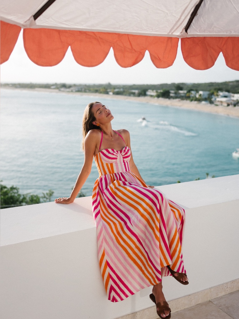 Emporio Sirenuse Johanna Strapless Striped Midi Dress